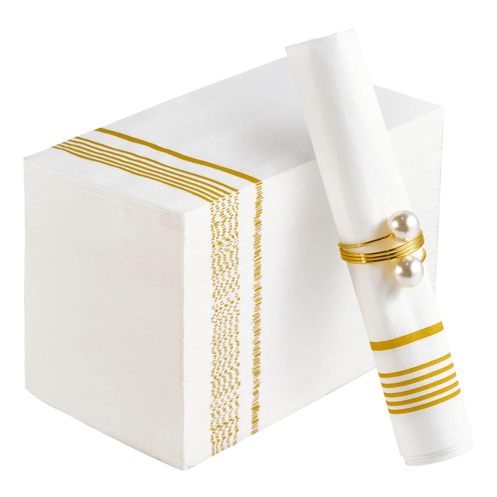 Silver Gold Color Party Plates Cups Cocktail Airlaid Beverage Wedding Decoration Paper Napkin
