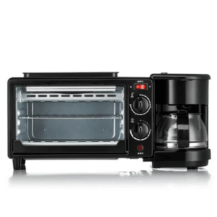 Три в одном, многофункциональная машина для завтрака, кофемашина, тостер, электрическая духовка, печь для барбекю