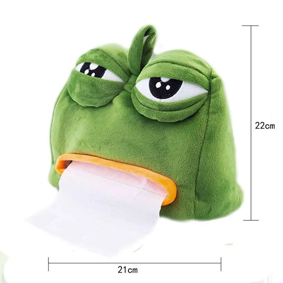 Wholesale customized sad frog tissue box plush animal tissue box creative plush home product