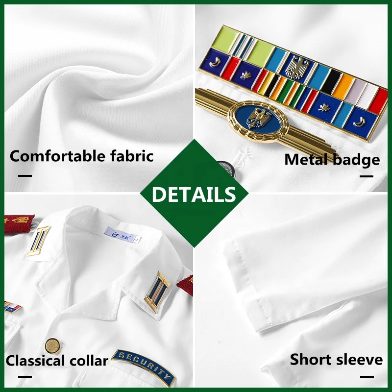 Design Classic White Color Officer Shirts Security Guards Uniform