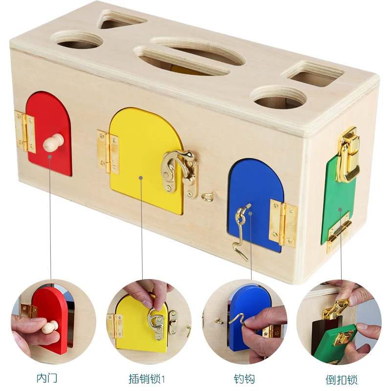 Montessori early education treasure box DIY for training memory wooden toys matching learning Locking Box