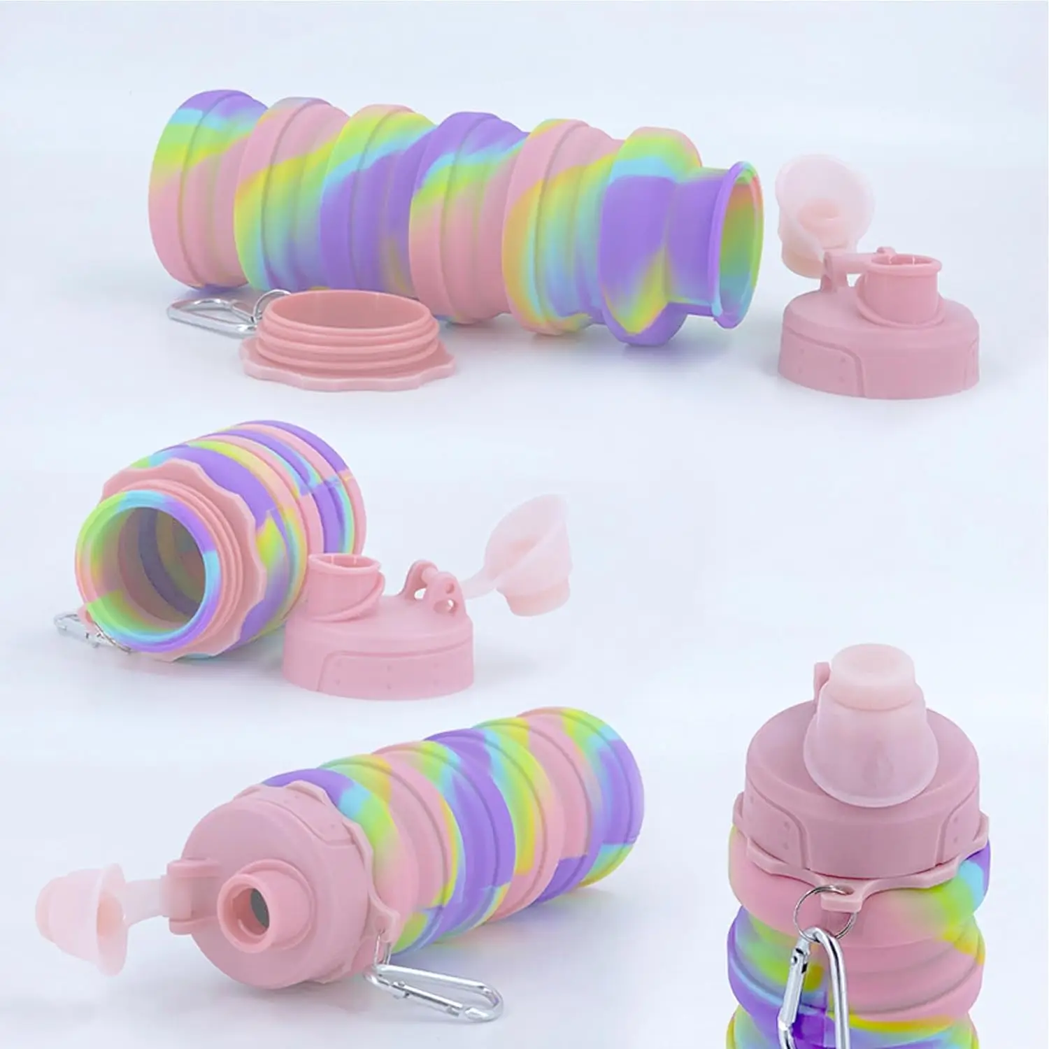 Collapsible Silicone Water Bottles BPA Free Sports Travel Bottle Folded Silicone Sports Bottle with Direct Drinking Method