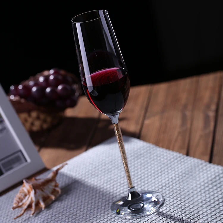 Glassware Manufacturer Handmade 260ml wholesale wine glasses Champagne Cup Flute Cup with Diamond for Wedding