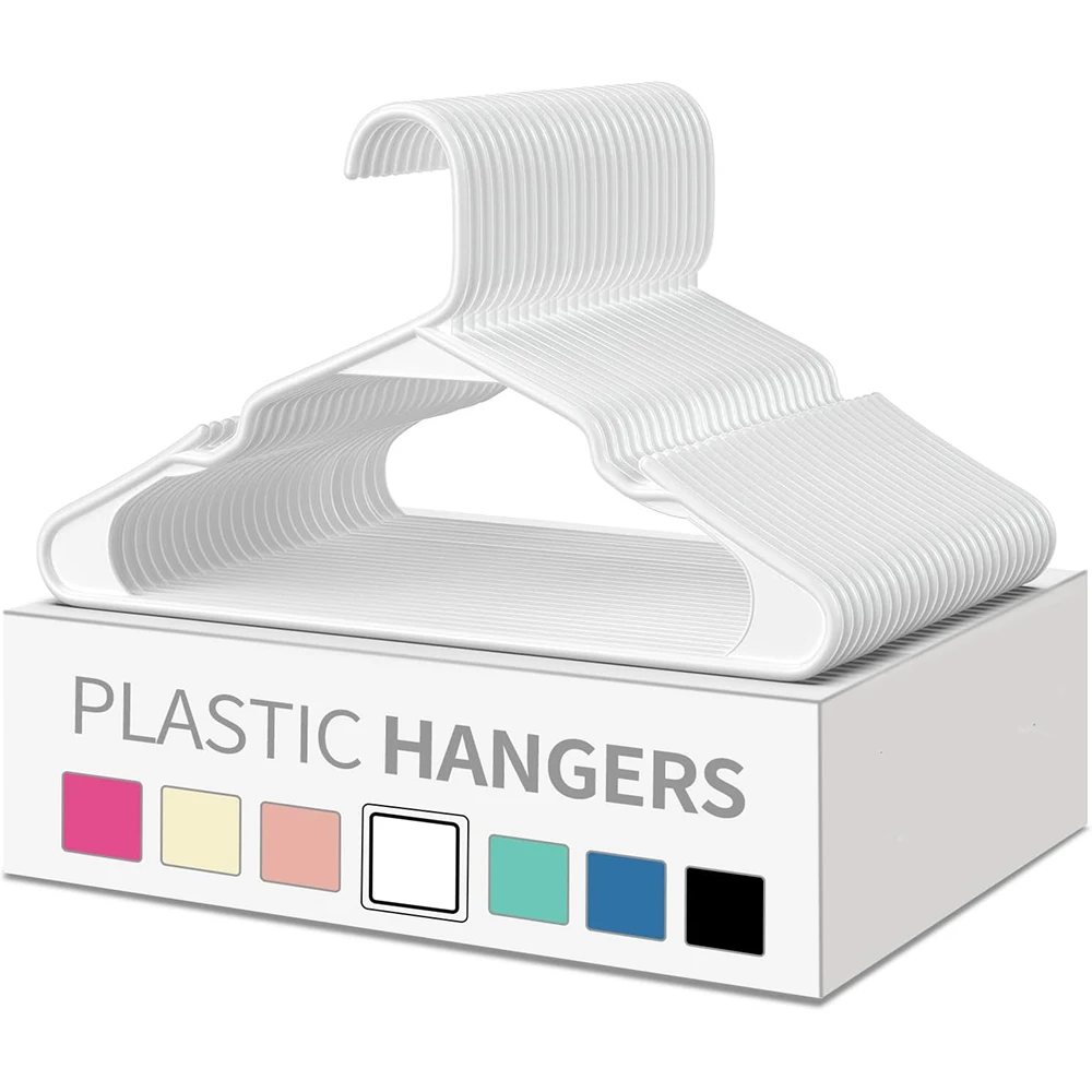 Wholesale Low Price Hangers Premium 50 Pack White Plastic Clothes Hangers