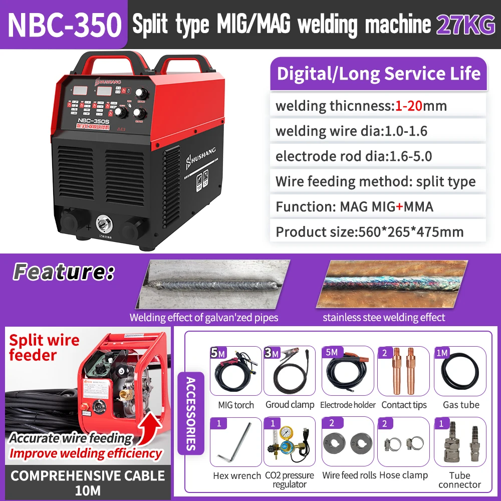 Industrial 3 ph heavy duty equipment double IGBT module mig mag mma welding machine 380V inverter DC MIG 350 CO2 mig welders