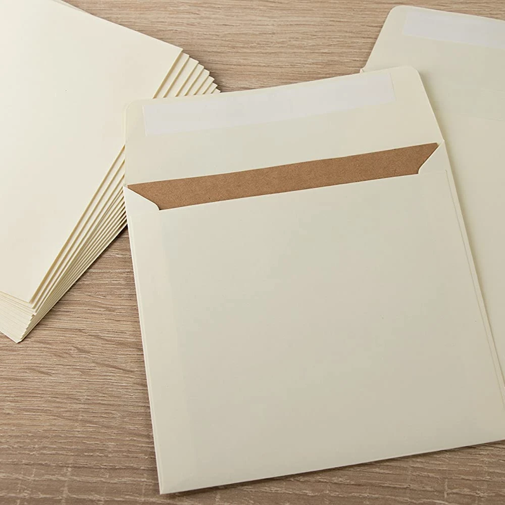 
1/8 x 9 1/2 square Flap Envelopes in 80 lb Natural Linen Printable for Corporate Letters Legal Documents Business Envelopes 