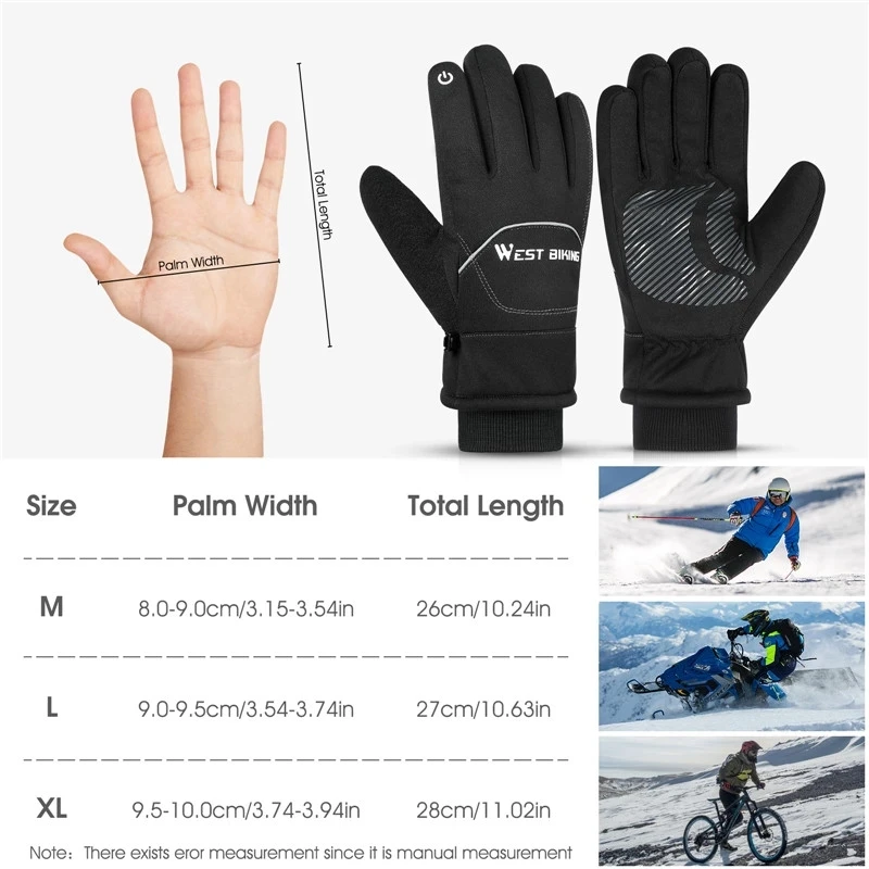 Winter Warm Bike Gloves Waterproof Touch Screen Cycling Gloves 3M Thinsulate Thermal Sport Ski MTB Road Bike Gloves