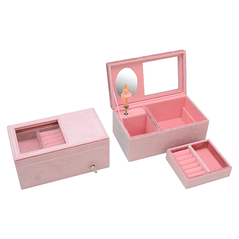 Amazon Hot Sale Velvet Christmas Music Box Fashion Jewelry Girls