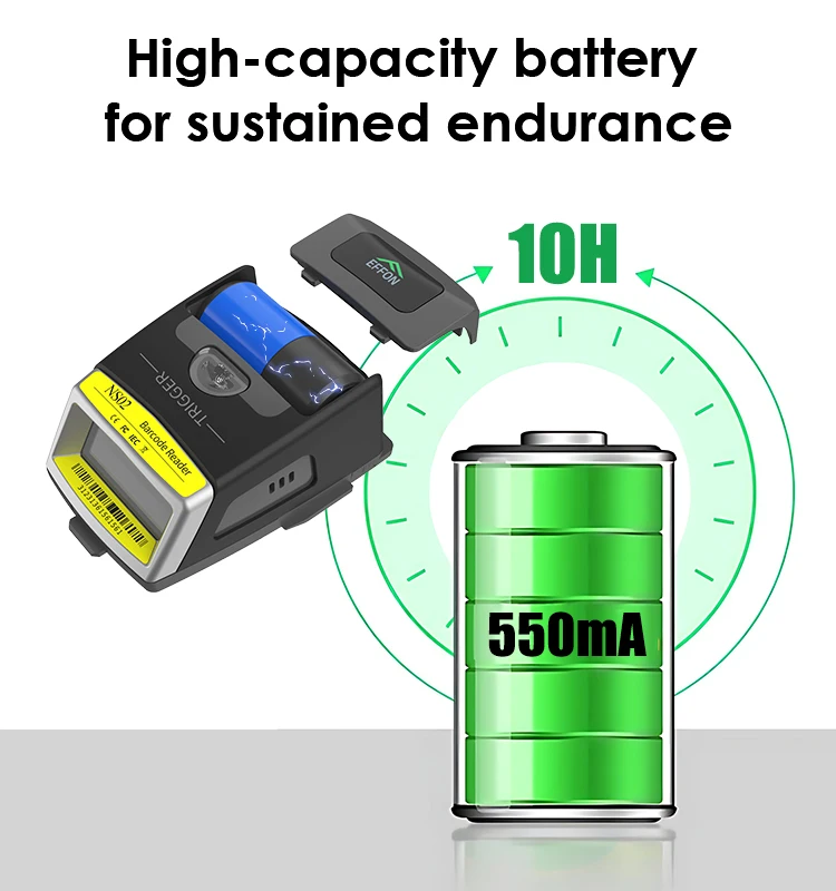 Wireless Blue Tooth Laser wearable hand Wrist Mounted Barcode scanner with finger trigger glove