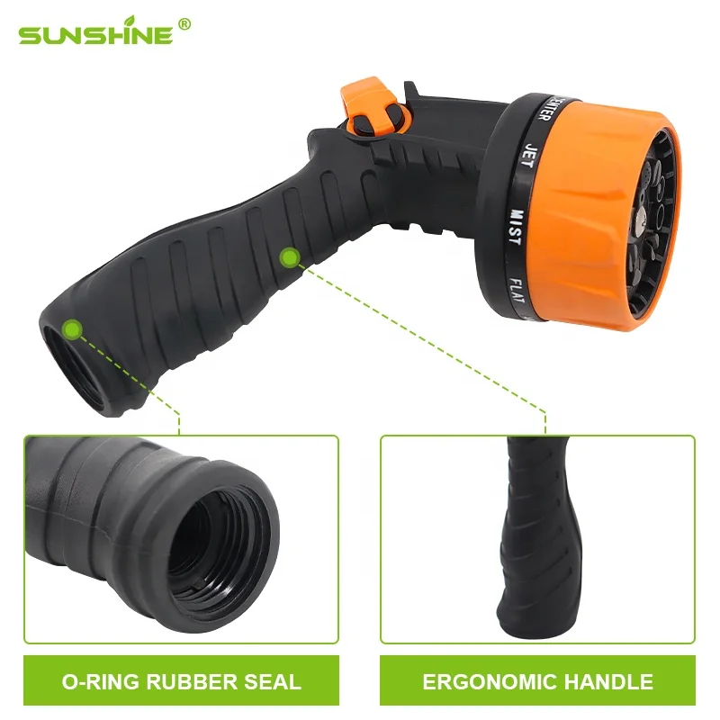 SUNSHINE Plastic 10 pattern garden water spray gun for lawn irrigation sprayer nozzles car washer
