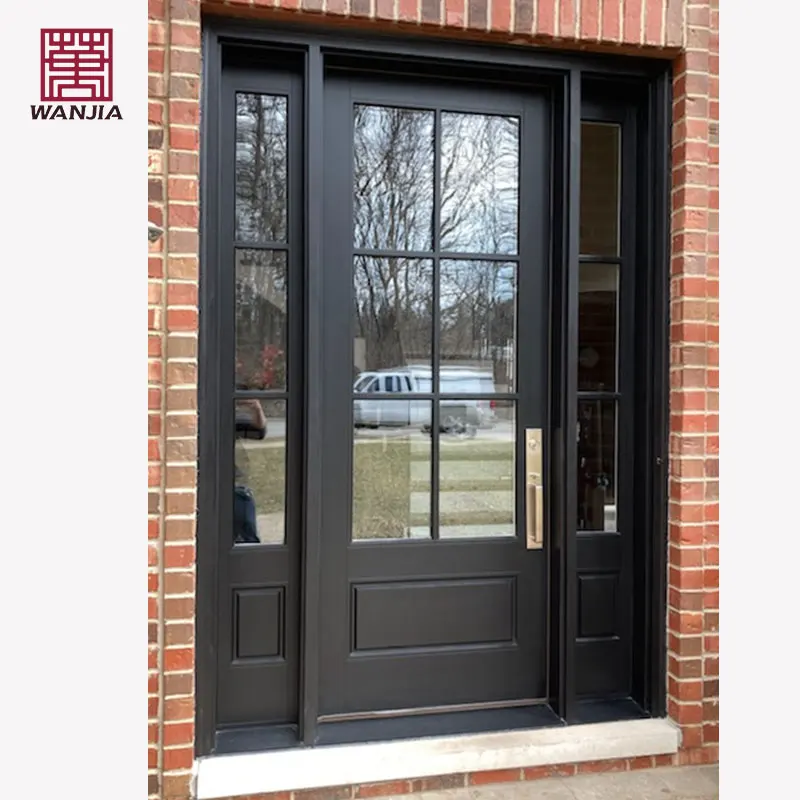 WANJIA Customized OEM ODM Latest Design Modern Wood Entry Door Paint Colors Solid Wood Front Door