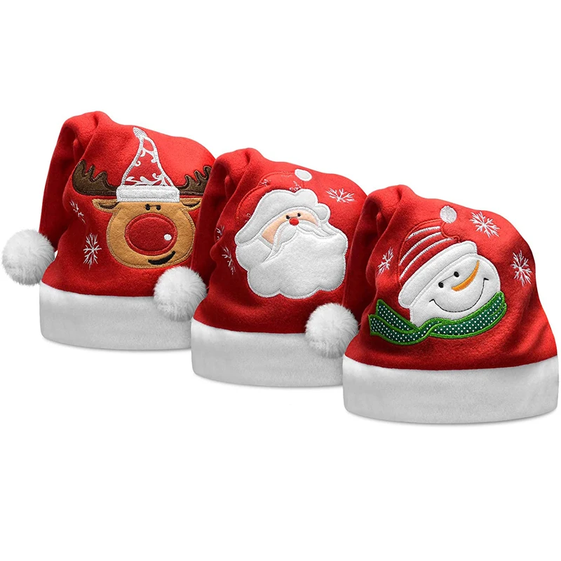 
Cowinner Woman Embroidered Christmas Santa Hat for Adults Kids Xmas Holiday Hat for Christmas Festive Party 