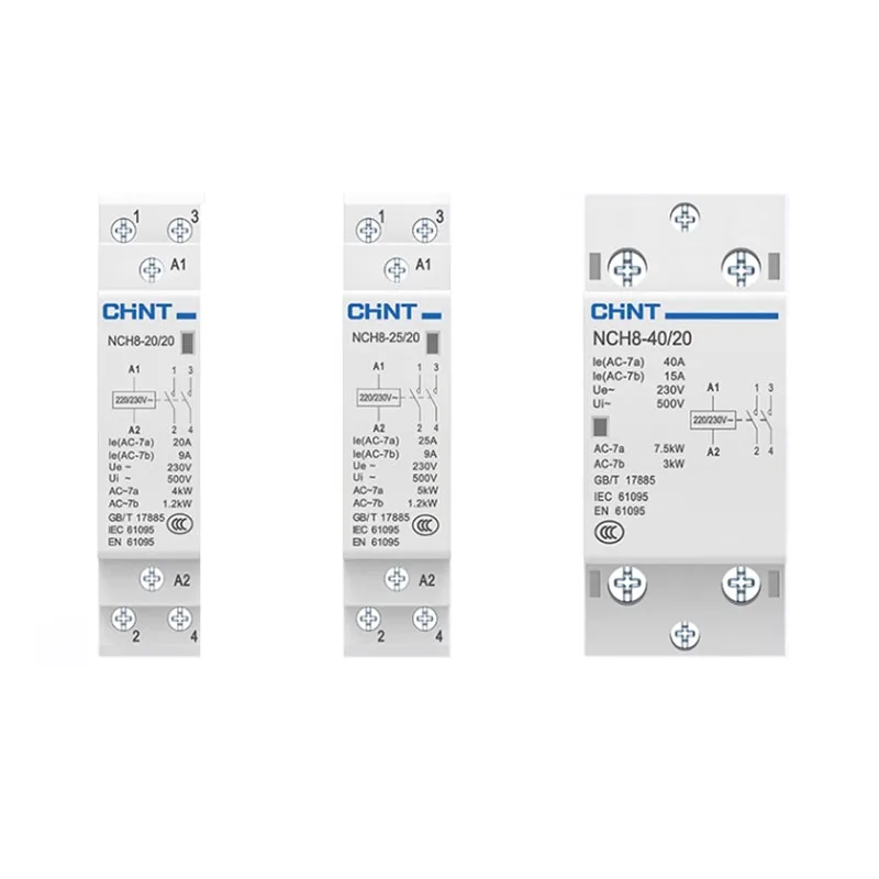 NCH8-63/40 AC220/230V household guide rail type small single-phase chint ac contactor