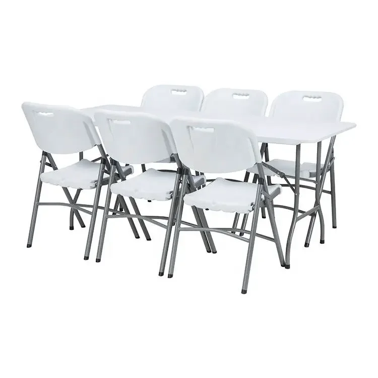 Hot Sale Outdoor Furniture Lightweight Table Chairs 4-6 Person Portable Steel Folding Camping Picnic Dinning Table And Chair Set