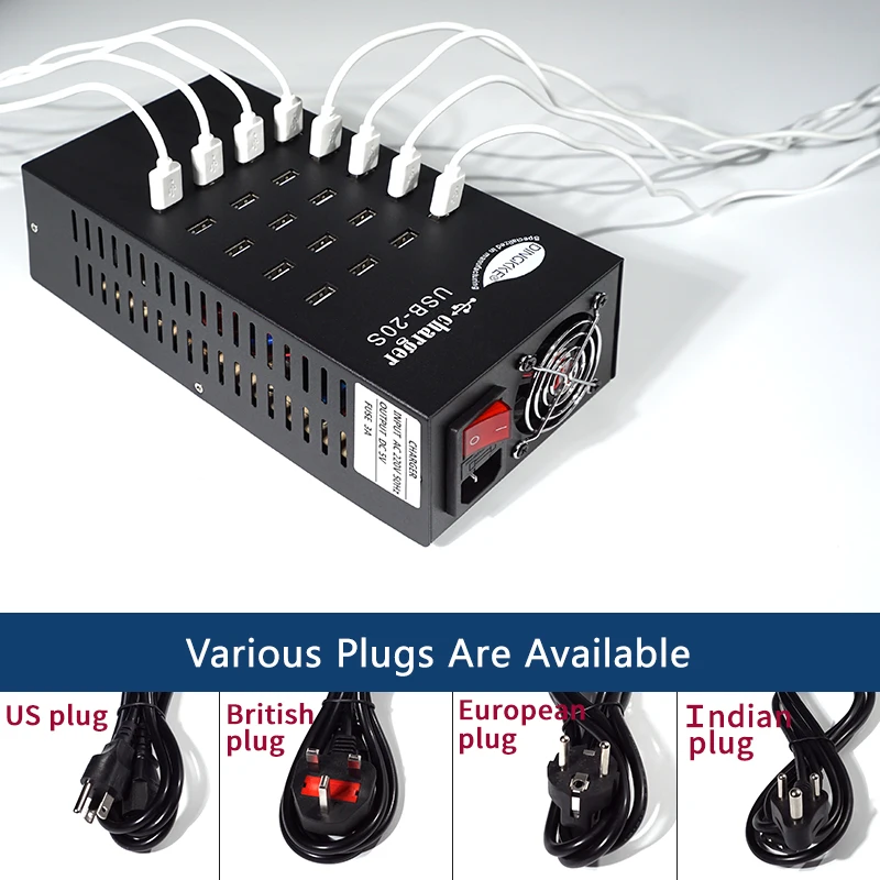 Porous USB multi-port charger mobile phone hang up plug centralized power supply socket flat charger fast charge