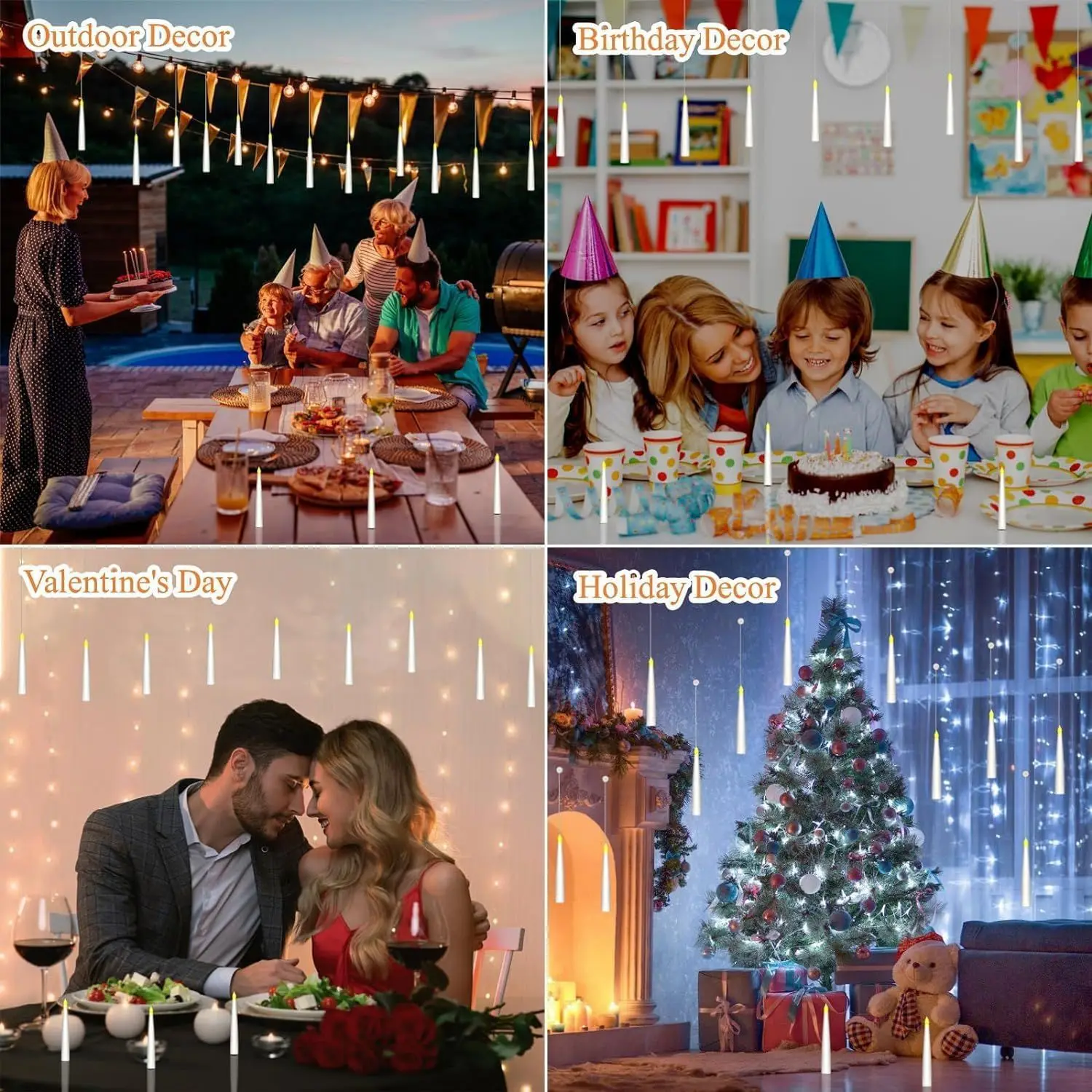 TSINYE halloween led decoration 10/20pcs candles floating hanging candle lights with wand remote fly pendant