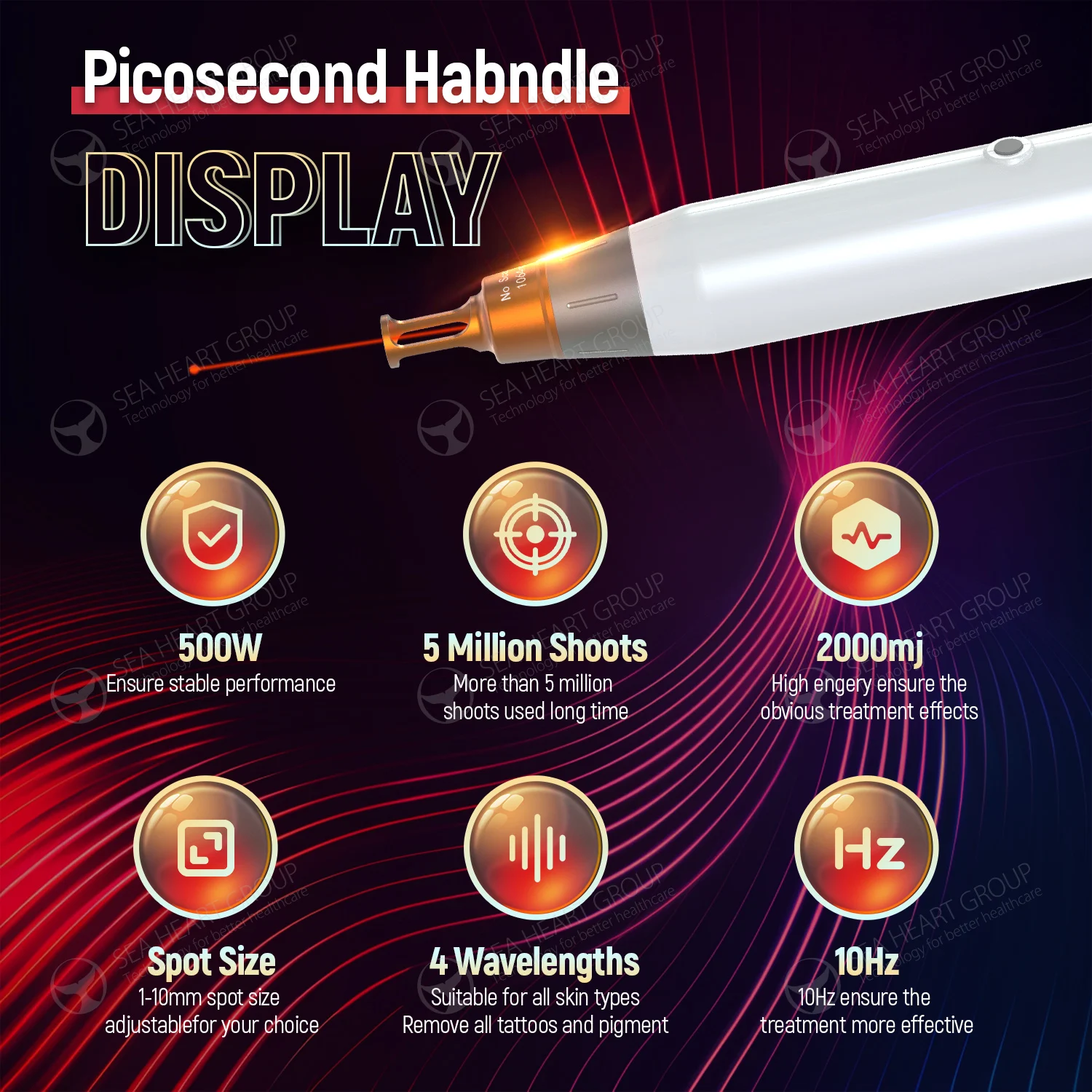 Seaheart pico 4 1064nm 532nm eyebrow tatoo remover picosecond laser tattoo removal Carbon Peel nd yag q switch laser machine