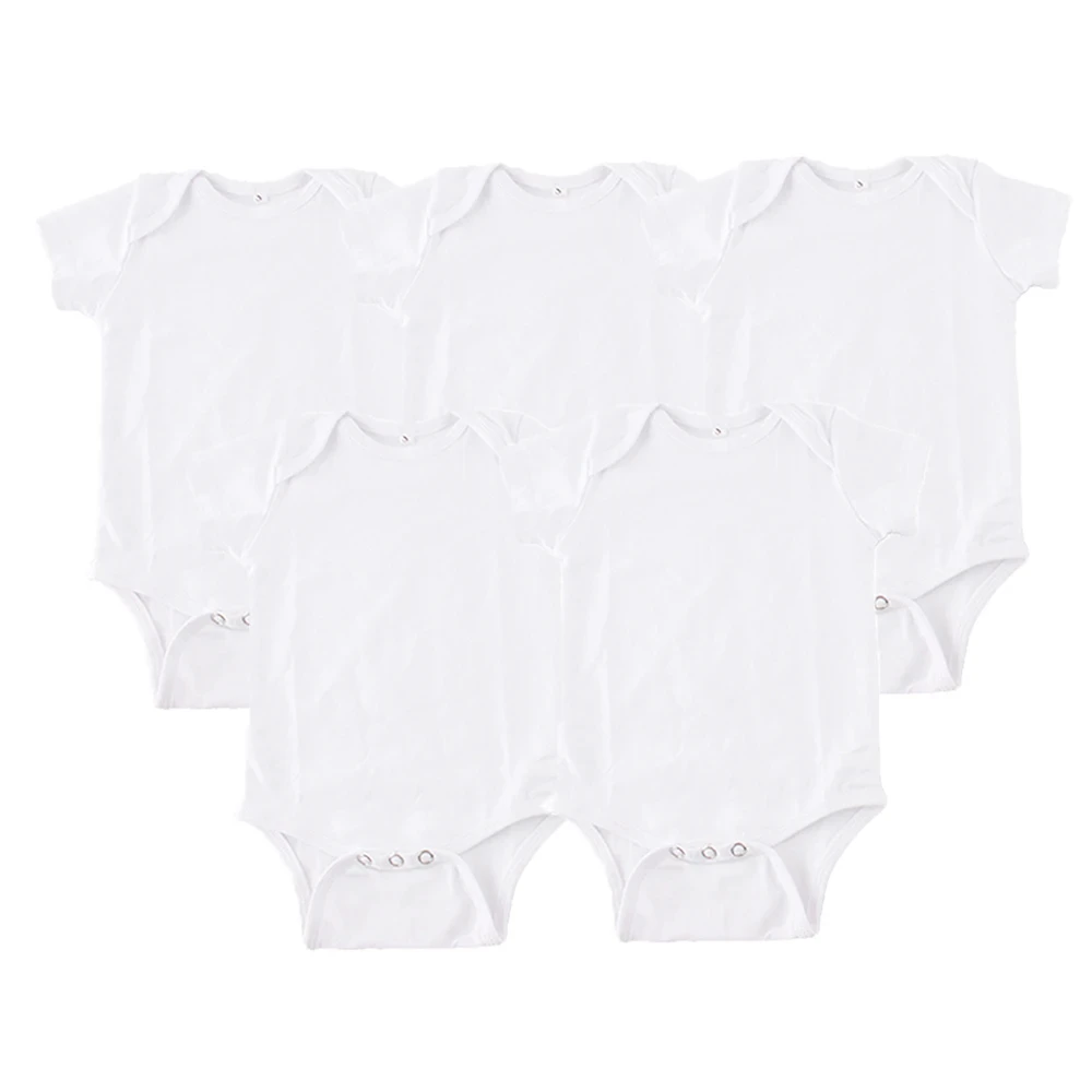 Factory Directly Custom Cotton Plain Baby Romper Newborn One Piece White Infant Summer Baby 95% Cotton Blank Rompers Onesie