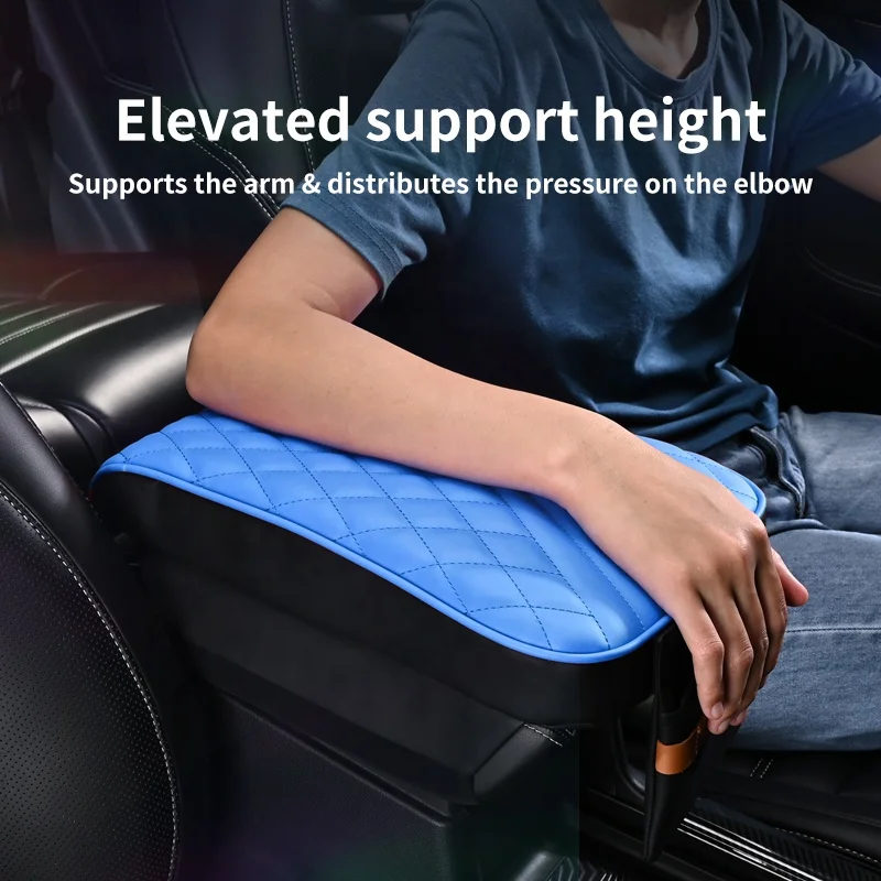 Anjuny OEM Leather Arm Rest Pad Auto Pad Vehicle Memory Foam Cover Universal Armrest Console Box