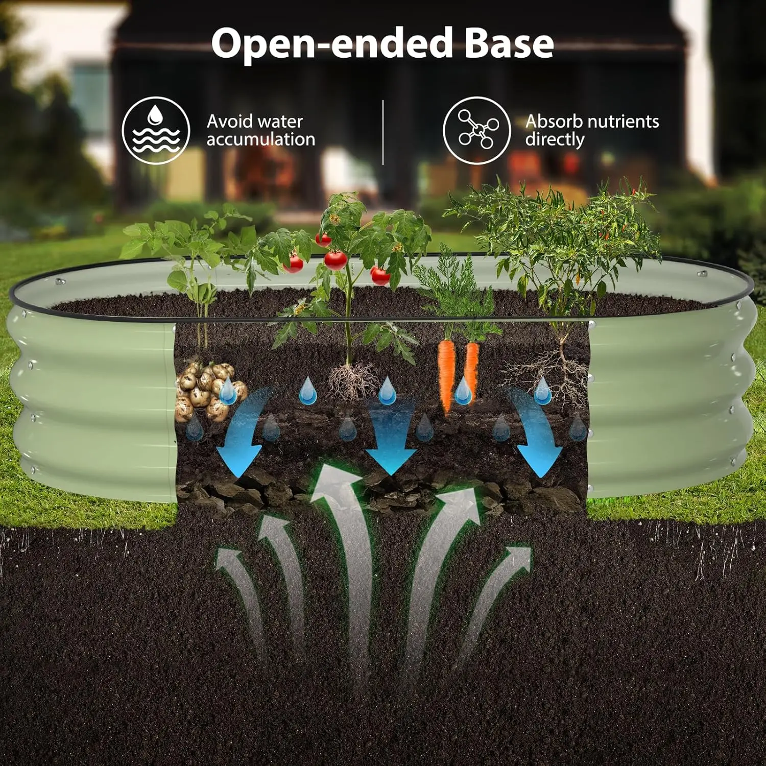 Galvanized Raised Box Kit Galvanized Planter Raised Boxes Outdoor Oval Large Metal Raised Garden Beds Vegetables