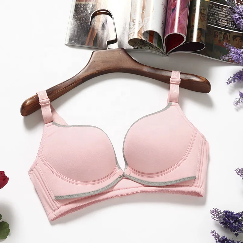 
4055 Women Breastfeeding Double Front Closure Wirefree Cotton Nursing Maternity Pregnant Bra 