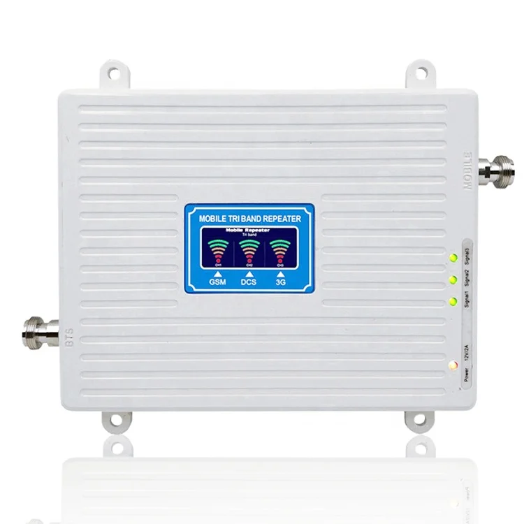 27dBm Triple Band 900 1800 2100 Cell Phone Signal Repeater GSM DCS WCDMA 3G 4G Signal Booster