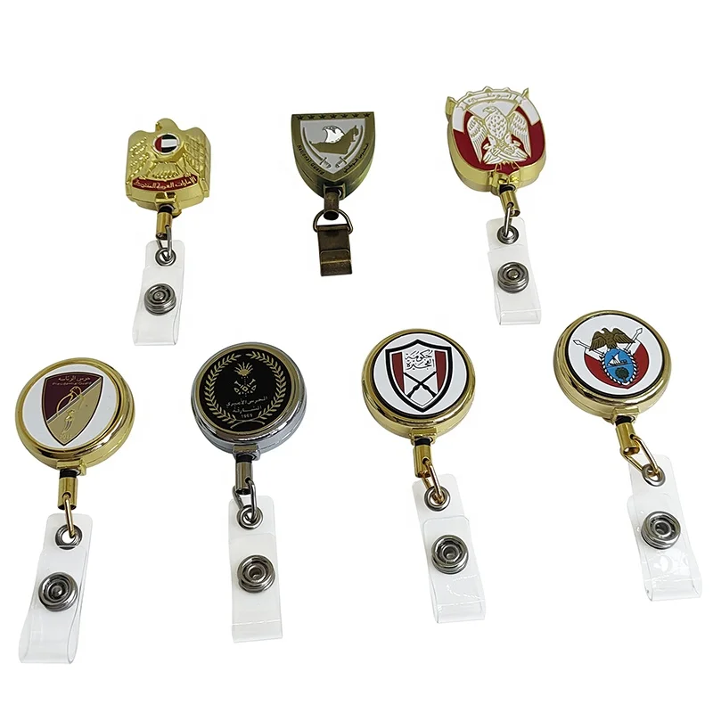 Hot Sale United Arab Emirates Dubai Falcon Logo Automatic Retractable ID Card Holder Reel Badges