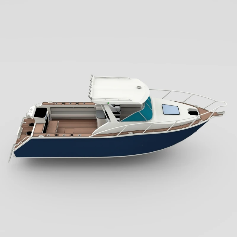 Half Windproof 7.5m Leisure High Speed Yacht Cuddy Cabin Aluminum Sport Fishing Boat for Sale