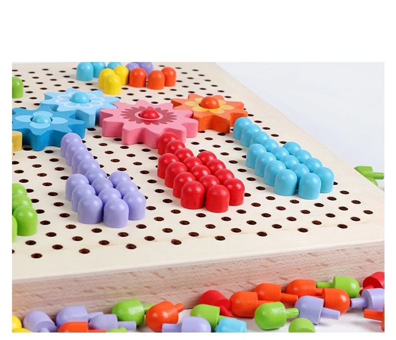 
2021 New Product Wooden Creative Mushroom Nail 2 In 1 Chess Educational Toys 