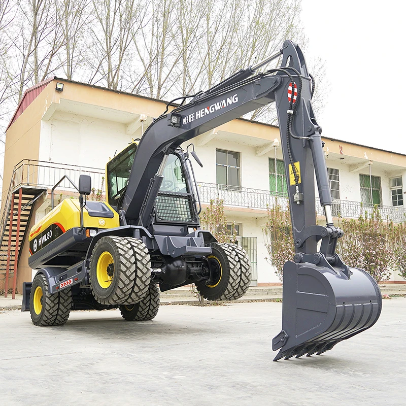 Hengwang HWL80 8 tons high quality wheel excavator hydraulic walking wheel excavator for sale