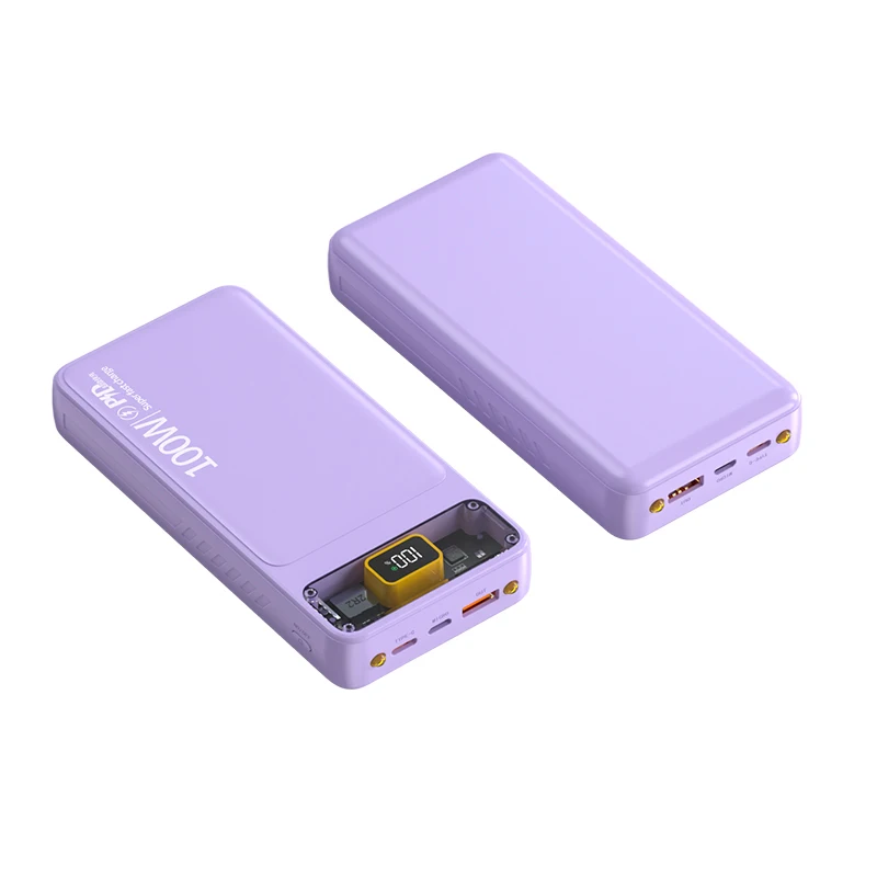 2023 new promotional PD22.5W portable 100w power banks 20000mAh fast charging station with transparent digital display