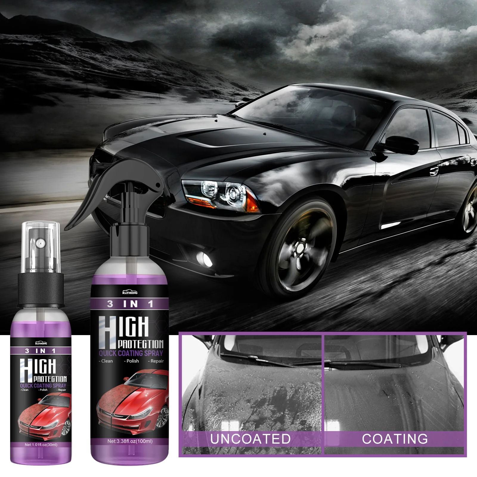 Custom logoCeramic Car Coating Liquid Glass Waterproof Nano Ceramics Paint Care Anti-scratch Hydrophobic Car Detailing Polish Ki