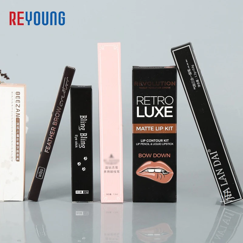 Luxury Fancy Lipgloss Lipstick Eyebrow Pencil Eyelid Eyeliner Package Paper Boxes Packaging For Cosmetic Gift Set