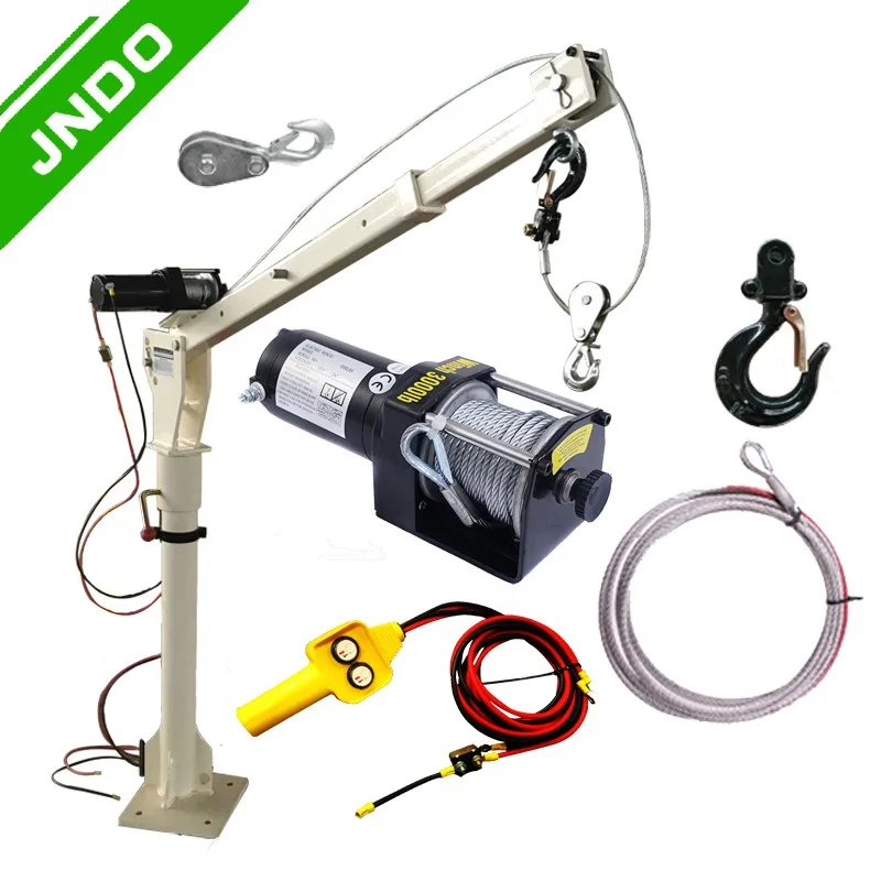 Crane on Truck to Lift Help Lifting Goods 500kg 800kg Electric Winch JNDO Engine 170x170mms 360° Manual 250x250x18mms 58.5KGS