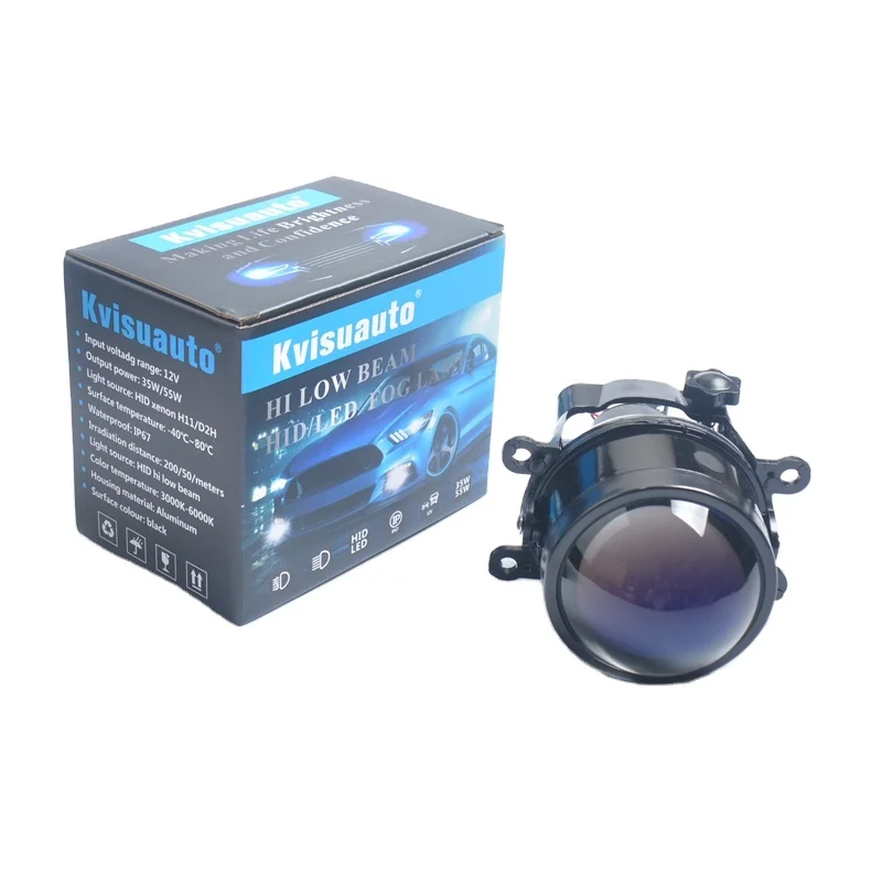  CQL kvisuauto 12V 35W 3 дюймов D2H H11 ксеноновый Ближний и Дальний свет Противотуманные лампы проектора-голубые линзы в золотистой оправе с дальний