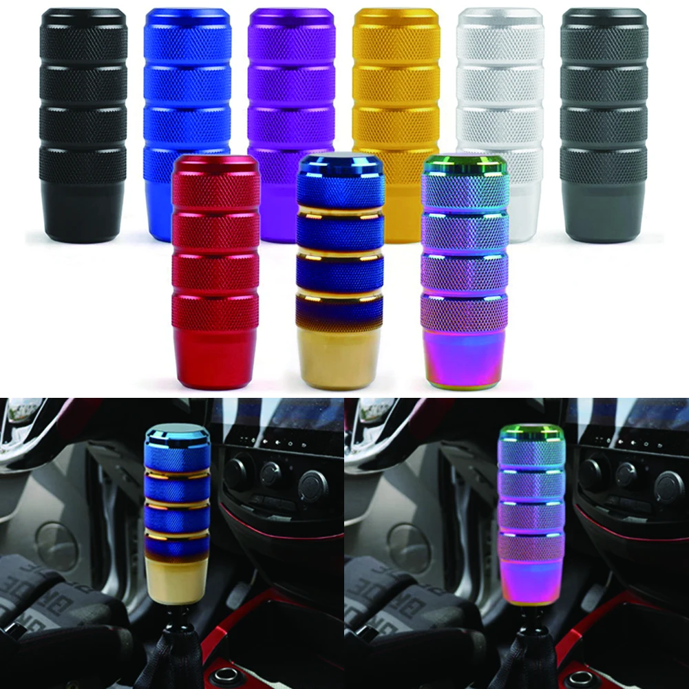 WSY 9.5cm Universal Non-Slip Gear Shift Knob Manual Transmission Aluminum Knurled Shifter Lever Knob Burnt Blue