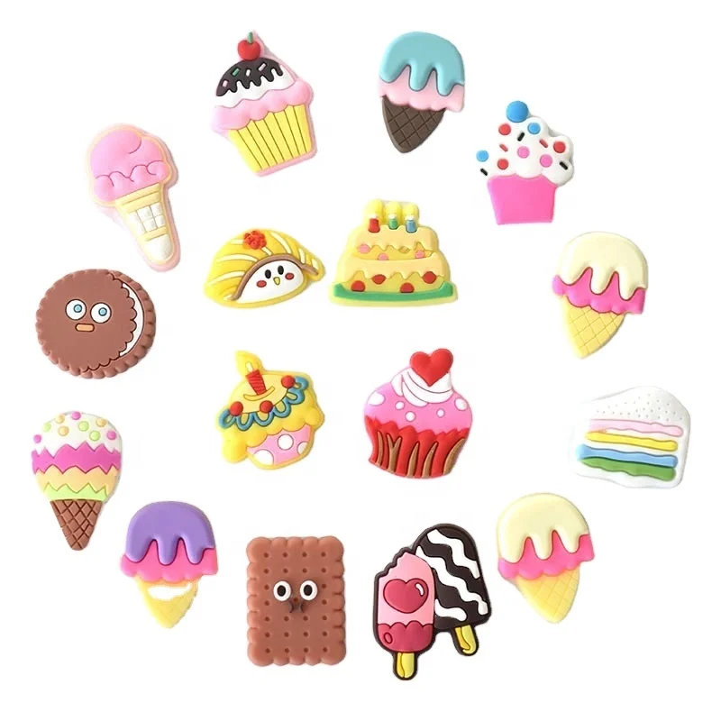 Novelty Garden Accessories Cute Cake ice Cream lollipop Shoe Decoration For Kids Party Gift Shoe Charms