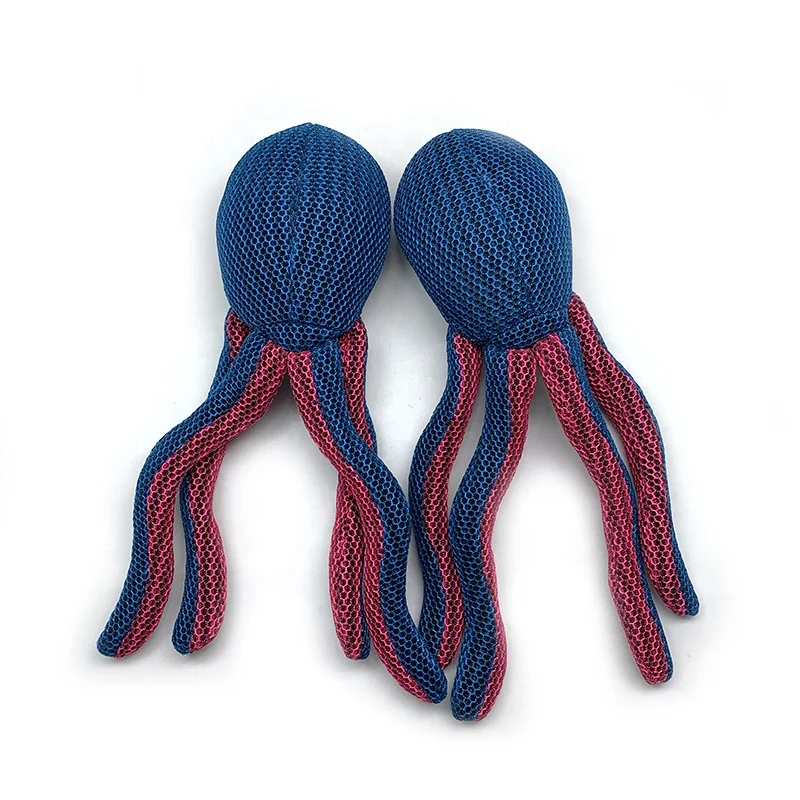 Support Customization Unique Octopus Style Squeaky Dog Toys with Embroidered Eyes and Crinkle Legs Dog Chew Toy