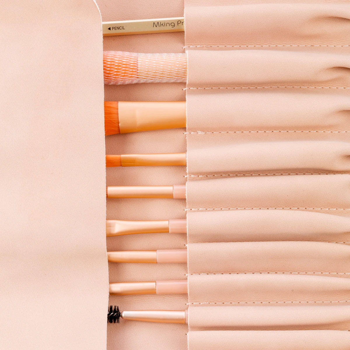 Eco Friendly Soft Vegan Leather Roll Up Cosmetic Bag Pouch Small Travel Large Capacity High Quality Makeup Brush Holder Silicon