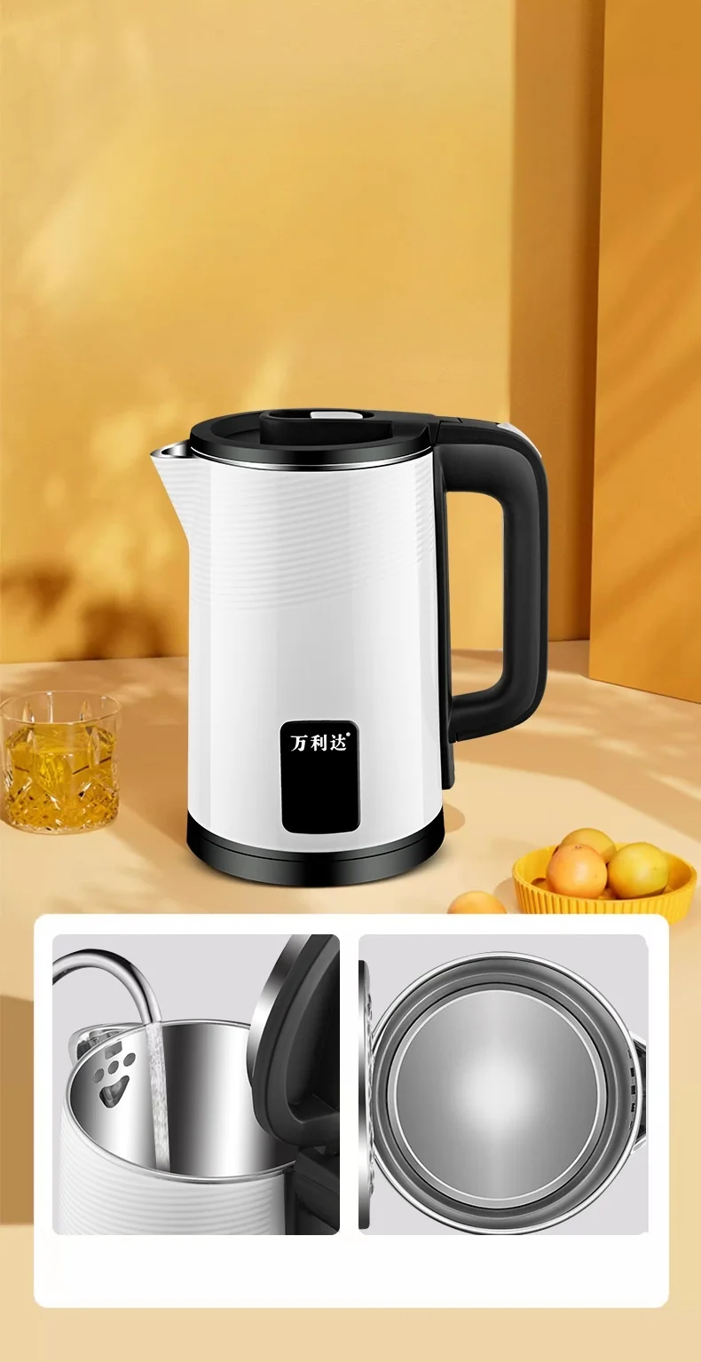 OEM Customizable 1.8L Double Wall Electric Kettle Cordless Teapot Fast Boiler Stainless Steel Portable Home Hotels Tea Glass
