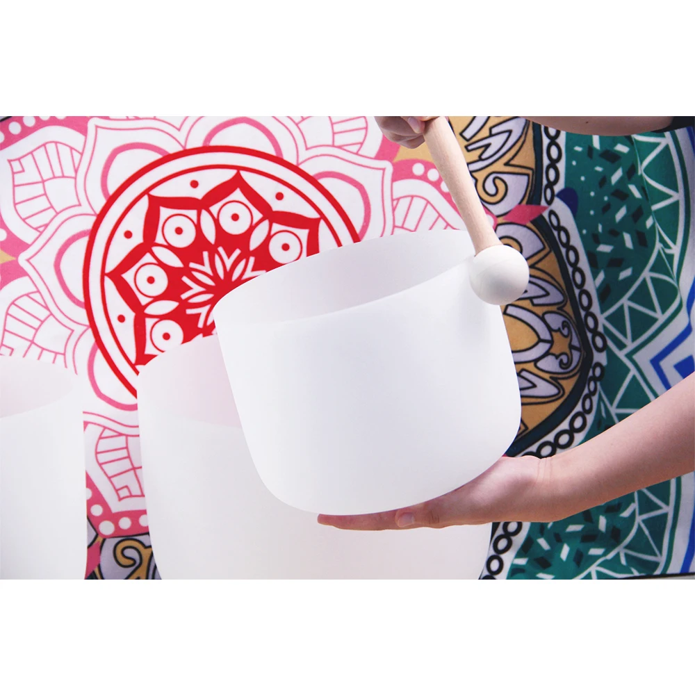 Manufacturer Selling 432hz Music Therapy Yoga Meditation Frosted Quartz Crystal Singing Bowl Singing Music Bowl