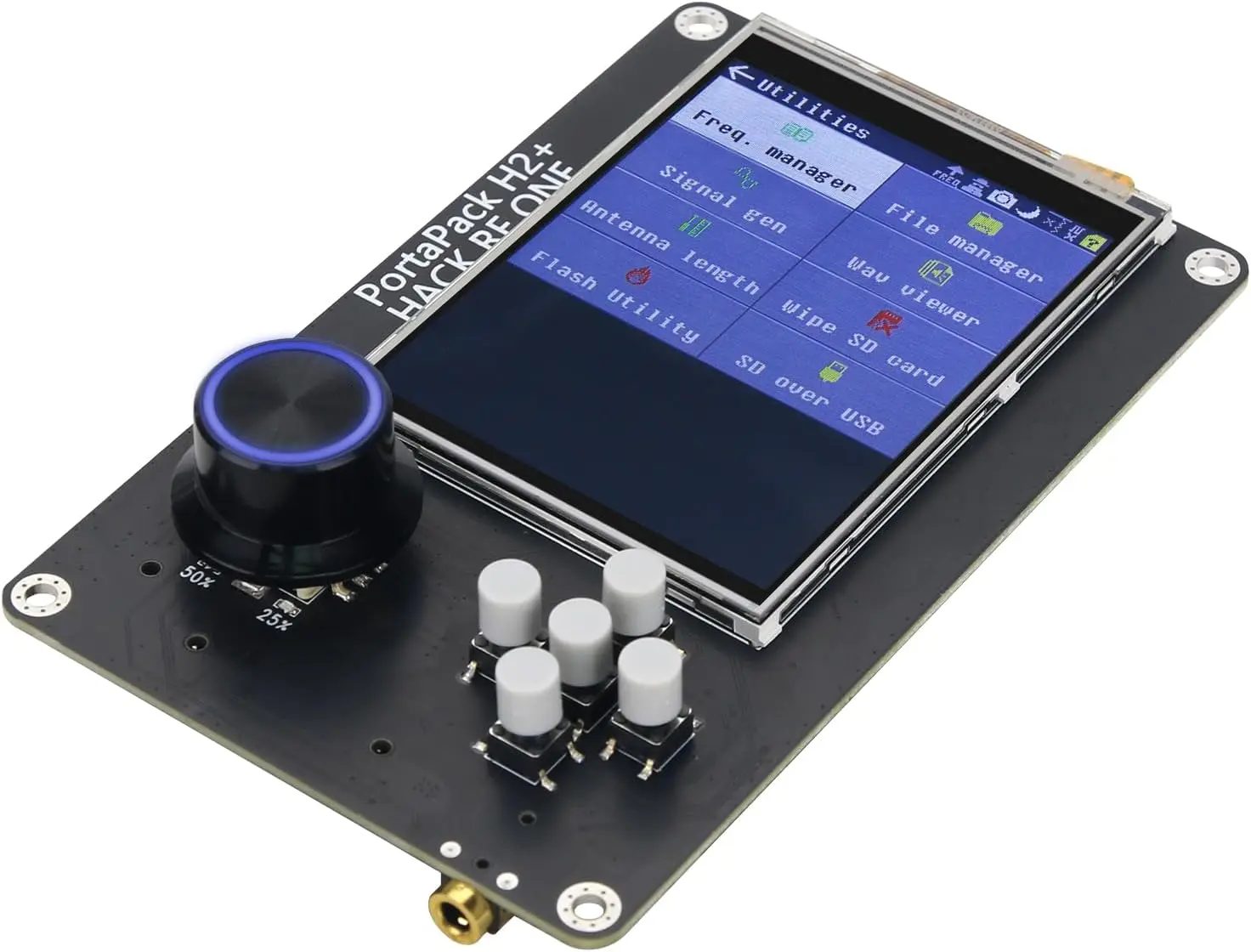 HamGeek PortaPack H2 for HackRF One SDR 05ppm 2000mAh Battery 3.2 Inch LCD Touch Display 50M-6GHz RF Amp 20dB + 5 Antennas 1 USB