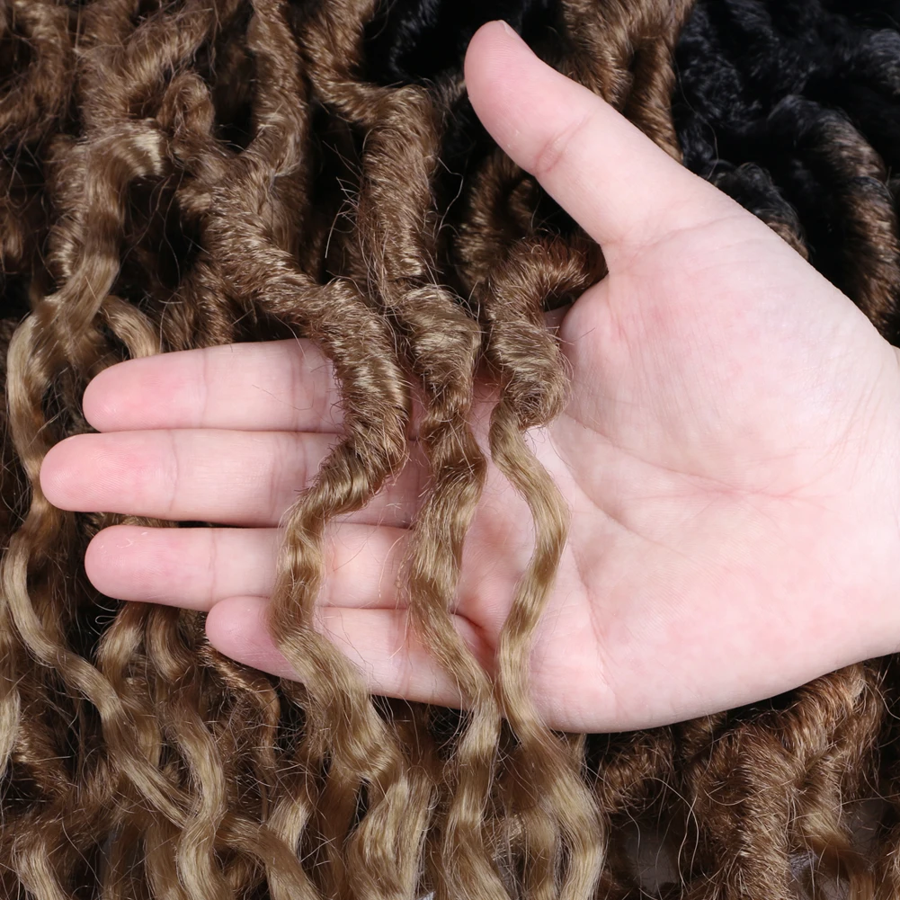 thetiFaux Locs Crochet Hair Curly New Goddess Locs Wavy Braiding Hair Pre-Looped Dreadlocks Sync Braids Extensions For Women