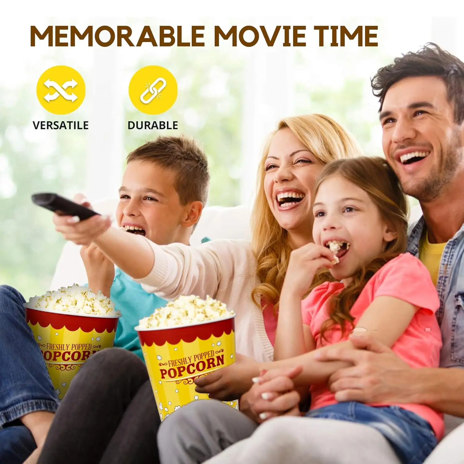 130 Oz Yellow and Red Paper Popcorn Containers Printed Solo Popcorn Tubs Disposable Low MOQ Popcorn Buckets