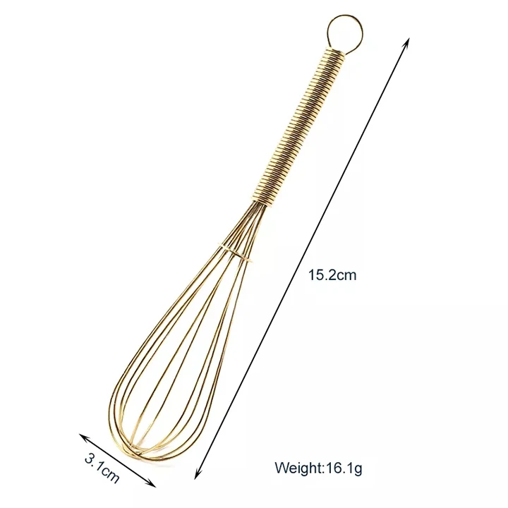 Amazon Best Selling 10cm 12cm 14cm 16cm 18cm Metal Egg Whip Gold Color Mini Whisk With Fouet Inox