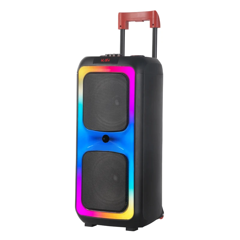 8 Inch Karaoke Circle Amplified Speaker Wireless Woofer Speaker Mic Remote Control Color Led Outdoor Tws Party Trolley Speaker