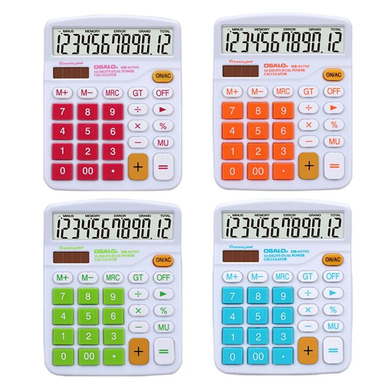 OSALO новая модель настольного калькулятора 12-значный цветной калькулятор с двойной мощностью канцелярские принадлежности из Китая