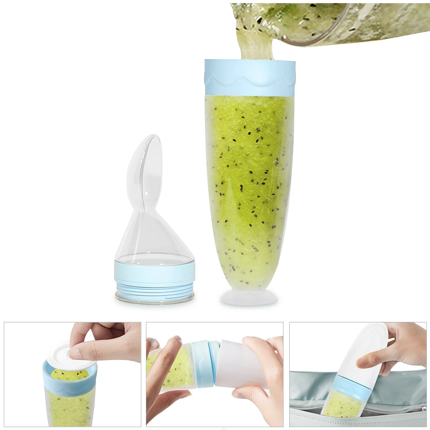 Termichy портативная силиконовая Мягкая ложка для кормления ребенка, кормушка с крышкой без пыли