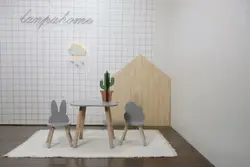 Cute Design Kids Room Furniture Wood Table And Chairs Set