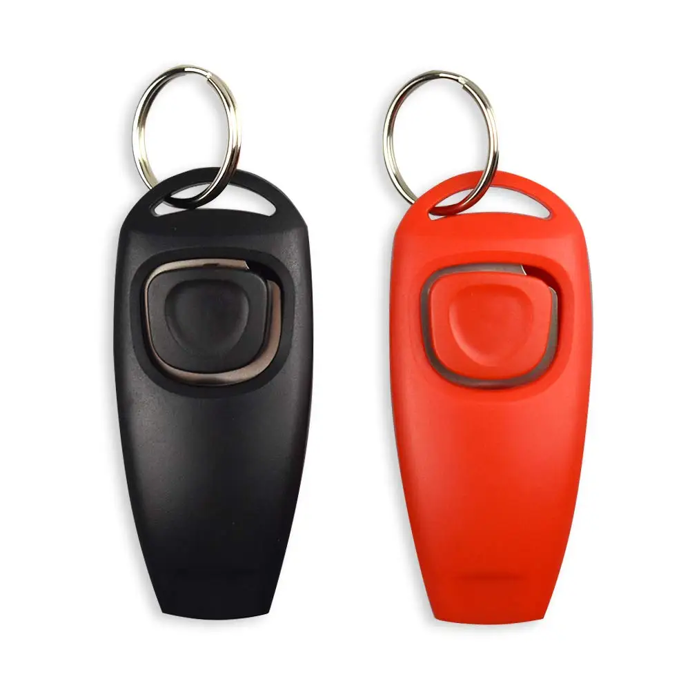 High-quality Customized Logo 2 In 1 Dog Training Whistle Plastic Pet Clicker